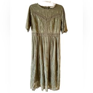 ROOLEE, Olive Green Lace BoHo Dress,